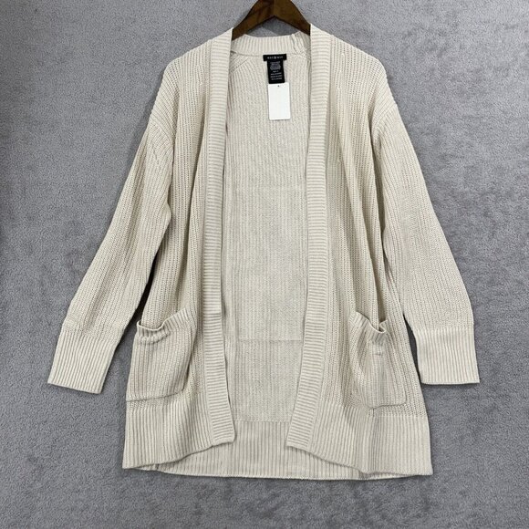 NEW Max & Mia Women's L Open-Front Cardigan Casual Sweaters with Pocket, Natural - Picture 2 of 6